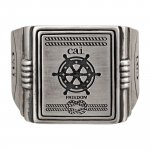 Ring 925/- Sterling Silber Siegelring matt oxidiert Sailor Wappen günstig online kaufen