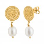 Ohrstecker 925 Silber vergoldet Münze Sonne Perle günstig online kaufen