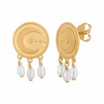 Ohrstecker 925 Silber vergoldet Münze Mond Perlen günstig online kaufen