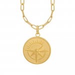 Halskette 925 Silber vergoldet Münze Kompass Sonne günstig online kaufen