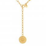 Collier 925 Silber Kette Y-Kette vergoldet Münze Sonne Karma günstig online kaufen