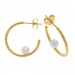 Creolen Silber 925 vergoldet Perle weiß günstig online kaufen