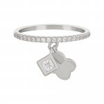 Ring 925 Sterling Silber rhodiniert mit Anhängern Kleeblatt Zirkonia günstig online kaufen