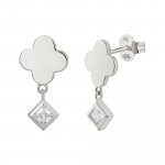 Ohrstecker 925 Sterling Silber rhodiniert Kleeblatt Zirkonia Anhänger günstig online kaufen