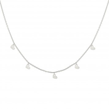 Collier 925 Silber rhodiniert Anhänger Herzen
