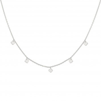 Collier 925 Silber rhodiniert Anhänger Kleeblatt