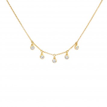 Halskette Silber 925 vergoldet 45cm lang mit weißen Zirkonia-Steinen