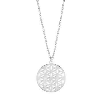 Halskette Silber 925 rhodiniert 42+3cm lang mit Motiv Blume des Lebens