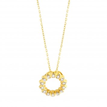 Halskette Gold 375 zweifarbig mit 14x Diamant zus. 0,10ct.