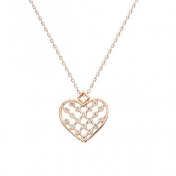 Anhänger mit Kette Herz 925/- Sterling Silber vergoldet rot Zirkonia Weiß