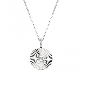 Anhänger mit Kette Coin 925/- Sterling Silber Zirkonia Weiß