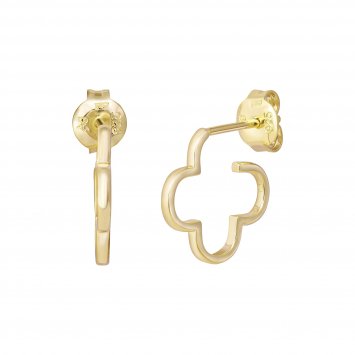 Creole 925 Sterling Silber gelb vergoldet Kleeblatt klein