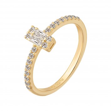 Ring 925 Sterling Silber gelb vergoldet mit Zirkonia