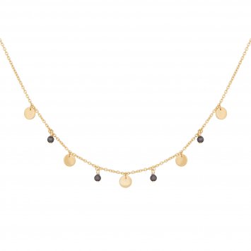 Collier 925 Silber vergoldet Hämatit Plättchen