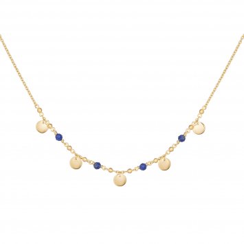 Collier 925 Silber vergoldet Lapislazuli Plättchen