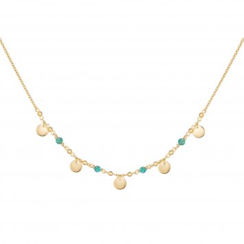 Collier 925 Silber vergoldet Amazonit Plättchen