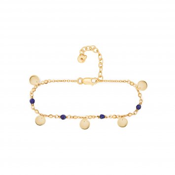 Armband 925 Silber vergoldet Lapislazuli Plättchen