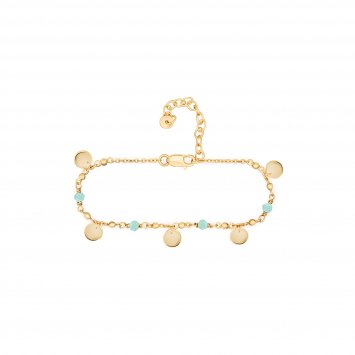 Armband 925 Silber vergoldet Amazonit Plättchen