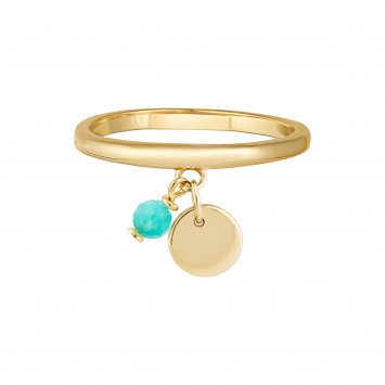 Ring 925 Silber vergoldet Anhänger Amazonit Plättchen