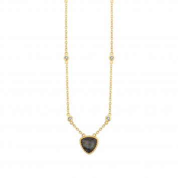 Collier 925 Silber vergoldet Dreieck Labradorit Weißtopas