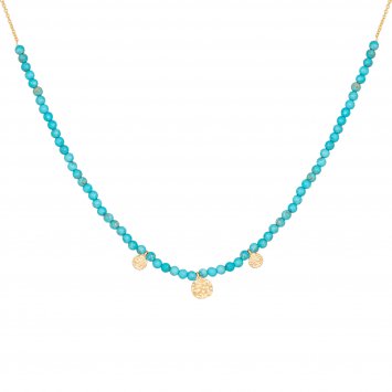 Halskette 925 Silber vergoldet türkiser Howlith Plättchen