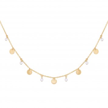 Collier 925 Silber vergoldet Rosenquarz Plättchen