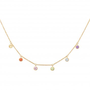 Collier 925 Silber vergoldet Anhänger Zirkonia Rainbow