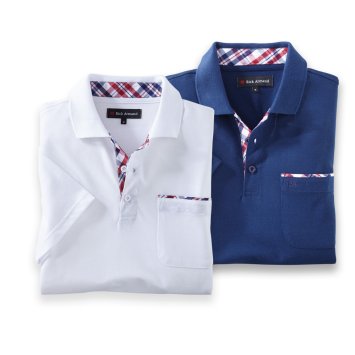 Poloshirt mit Kontrastbesatz 2er-Set