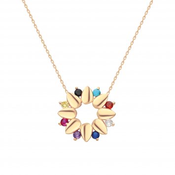 Anhänger mit Kette 925 Silber rose vergoldet Glänzend 45,5+7,5cm Zirkonia Weiß