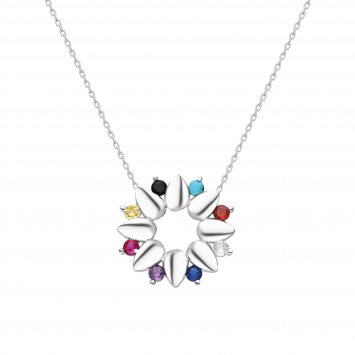 Anhänger mit Kette 925 Silber rhodiniert Glänzend 45,5+7,5cm Zirkonia Weiß