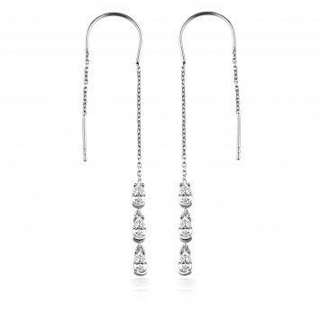 Ohrhänger 925/- Sterling Silber rhodiniert Glänzend 8cm Zirkonia Weiß