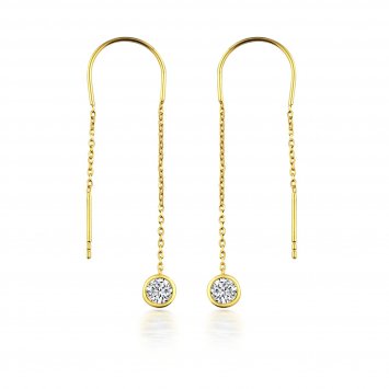 Ohrhänger 925/- Sterling Silber vergoldet Glänzend 8cm Zirkonia Weiß