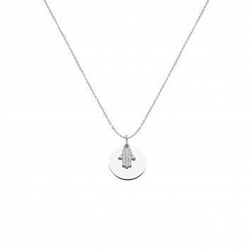 Anhänger mit Kette 925/- Sterling Silber rhodiniert Glänzend 42+3cm Zirkonia Weiß
