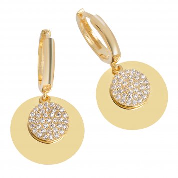 Ohrhänger 925/- Sterling Silber vergoldet Glänzend  Zirkonia Weiß