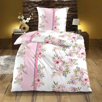 Baumwoll-Seersucker Bettwäsche „Rosentraum”