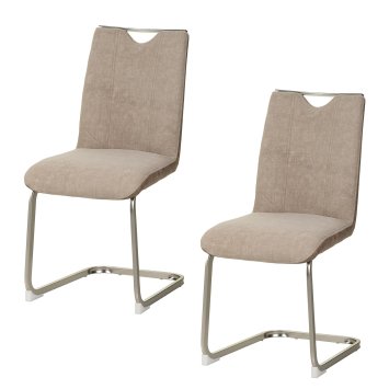 Schwingstuhl Taupe/Antikhellbraun 2er Set Emrys
