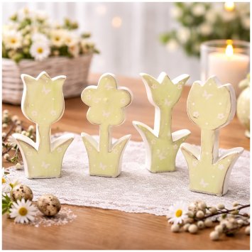 Frühlingsblumen 4 er Set aus Keramik 15 cm