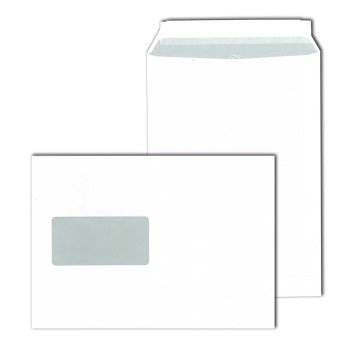 Versandtasche weiß m. Fenster 500 St., haftklebend DIN C5