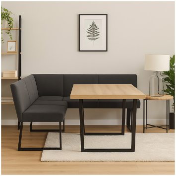 Eckbank 192 x 152 cm Schwarz Vemal kurzer Schenkel rechts