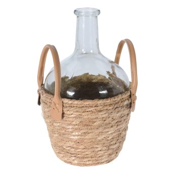 Glasvase mit Naturbezug Flaschenform