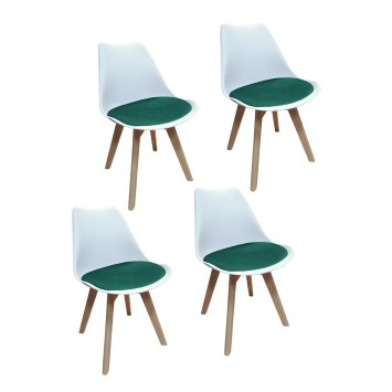 Stuhl Atlanta Weiß, Velvet Grün