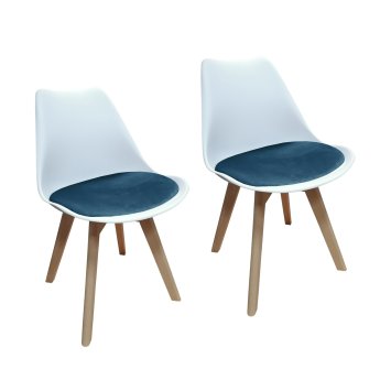 Design-Stühle mit Kunststoffschale und Samt-Sitzki Skandinavischer Look für Esszimmer und Küche