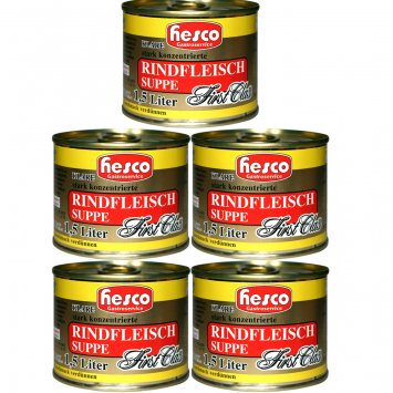Hesco First Class Rindfleisch Suppe stark konzentriert 5 Dosen 1060ml