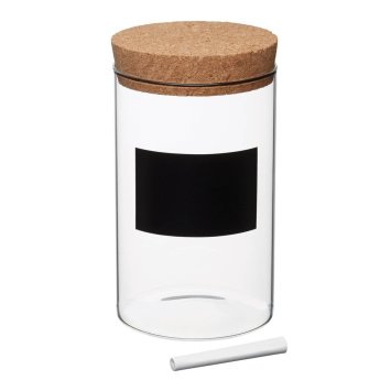 Vorratsglas mit Korkdeckel beschreibbar