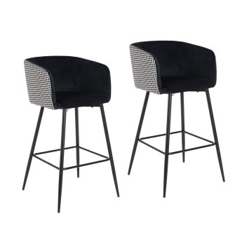 Barhocker Delray Hahnentritt Schwarz-Weiß