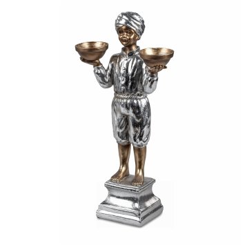 Dekofigur mit Schalen Silber Bronze