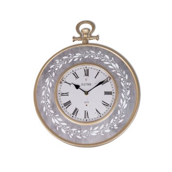 Wanduhr grau antik mit Ranke 38 cm