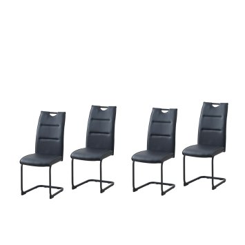 Schwingstuhl DannyP PU Schwarz Freischwinger Esszimmerstuhl Kunstleder