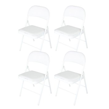 Klappstuhl Wedigo Kunstleder Weiß-Weiß 4er-Set