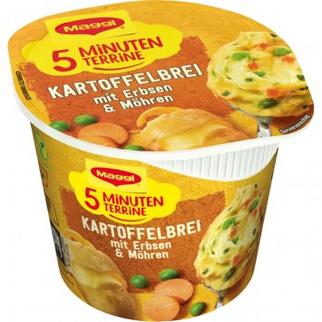 Maggi 5 Minuten Terrine Kartoffelbrei mit Erbsen und Möhren 43g